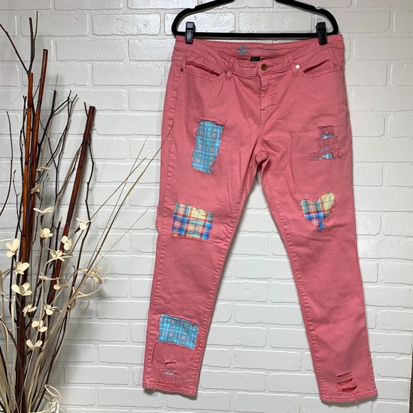 Mossimo Supply Co. Denim - MOSSIMO Curvy Skinny Fit 4 Peach Patchwork Jeans